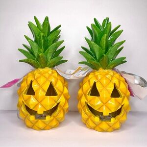 Set of 2 Summerween LED Pineapple Jack O’ Lantern Decor